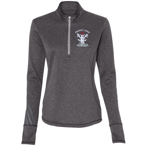 Peggys' Cove Souvenirs  Adidas Ladies' Terry Heather 1/4 Zip, Sweatshirts - Peggys Cove Lighthouse Nova Scotia