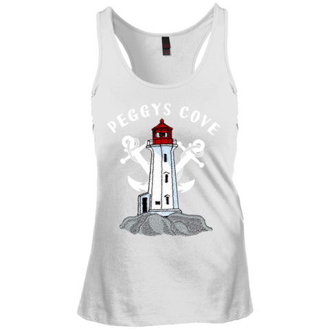 Peggys Cove Girls Racerback Tank Top, T-Shirts - Peggys Cove Lighthouse Nova Scotia