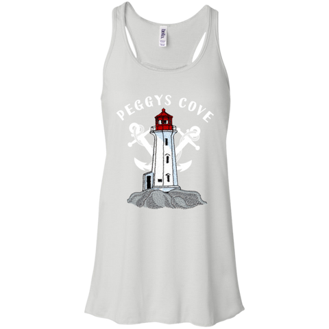 Peggys Cove Ladies Flowy Racerback Tank, T-Shirts - Peggys Cove Lighthouse Nova Scotia