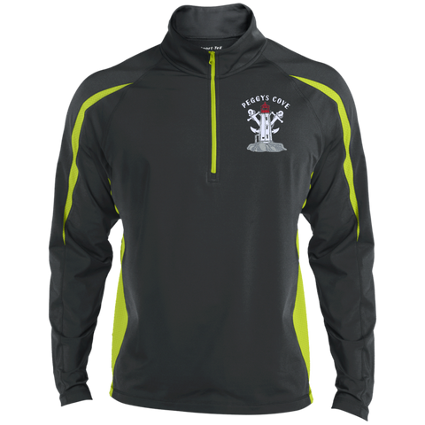 Peggys Cove Men's Sport Wicking Colorblock 1/2 Zip Jacket, Jackets - Peggys Cove Lighthouse Nova Scotia