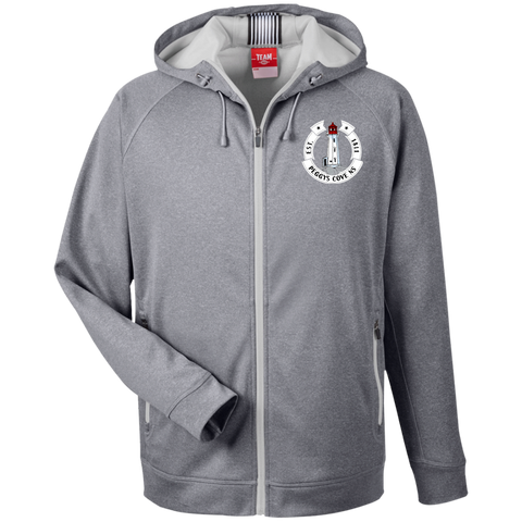 Peggys' Cove Souvenirs Men's Heathered Performance Hooded Jacket, Sweatshirts - Peggys Cove Lighthouse Nova Scotia